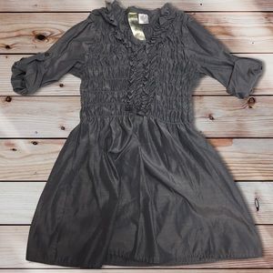 SPOILED Shiny Gray Blouse with Ruffles